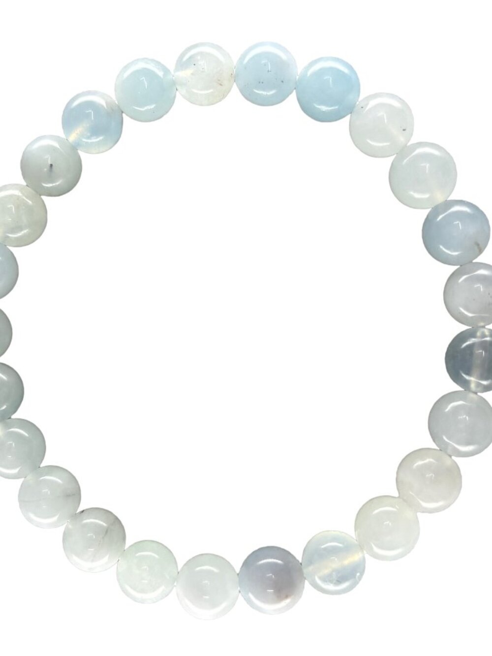 Natural Sky Blue Aquamarine Stretch 8mmx25 Bead Bracelet 7.4" 20.33g